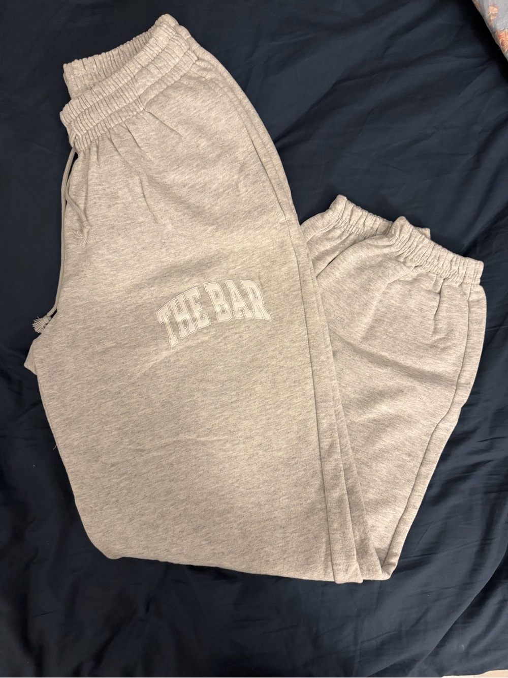The Bar Light Gray Logo Sweatpants – Heather Gray Joggers small